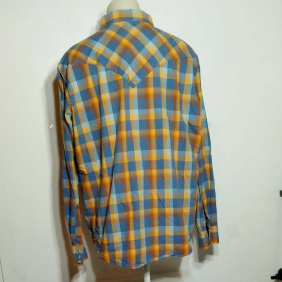 Wrangler Western Multi Plaid Pearl Snap Long Sleeve Shirt Sz XL - Picture 2 of 8